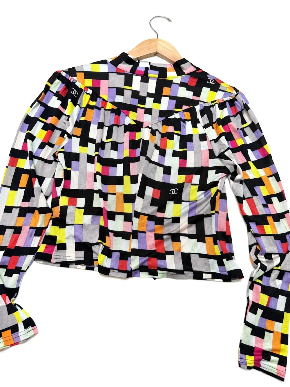 Chanel Vintage 2001 Blouse Top CC Logo Zip NO SIZE TAG fits Small